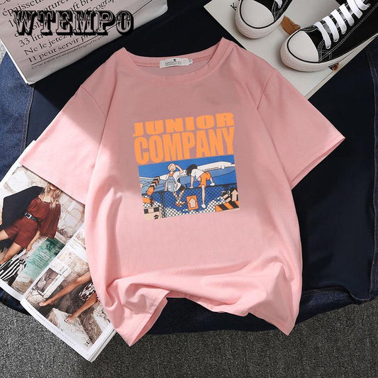Fashion Plus Size Women T-shirt Cartoon Pattern Print Funny T-Shirt Women O-Neck Short Sleeve