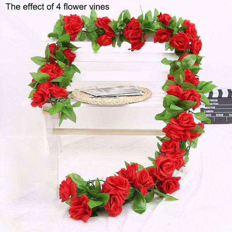 Simulation Rose Vines Fake Flowers Living Room Shelter Decoration Ceiling Vines Plastic Plants Twining