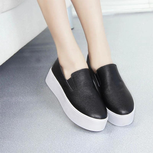 Women's Leather Thick-soled White Shoes Casual Shoes Spring and Summer All-match One-step Lazy Single Shoes Platform Female Student Shoes