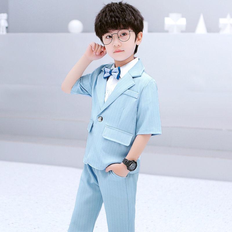 Boys Suit Three-piece Small Suit Host Piano Performance Clothes Male Flower Girl Dress Handsome British Tide
