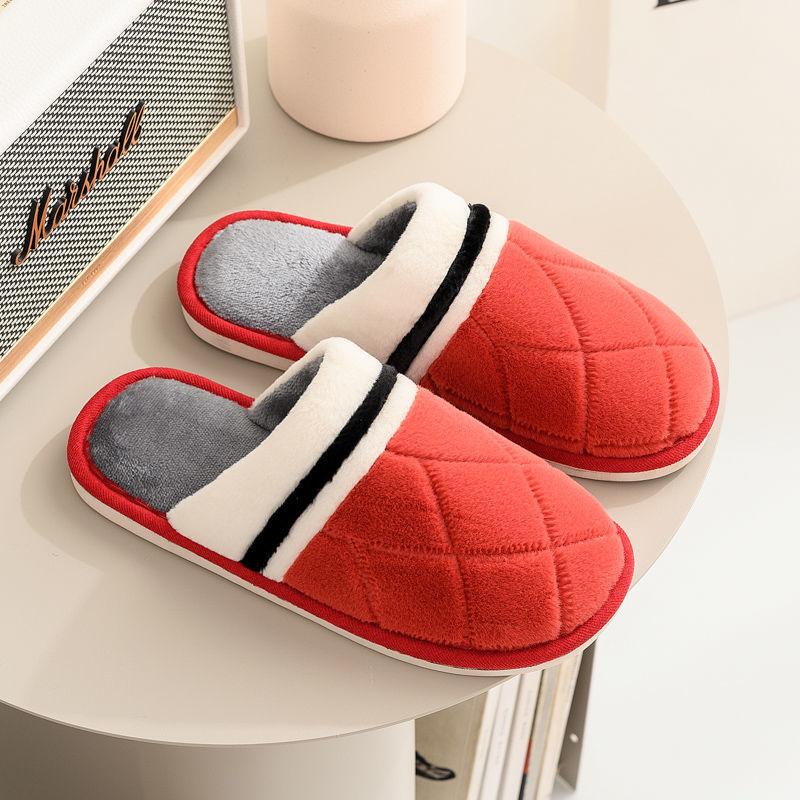 Women's Winter Warm Plush Indoor Cotton Slippers Home Household Non Slip Soft Flat Fur Slippers