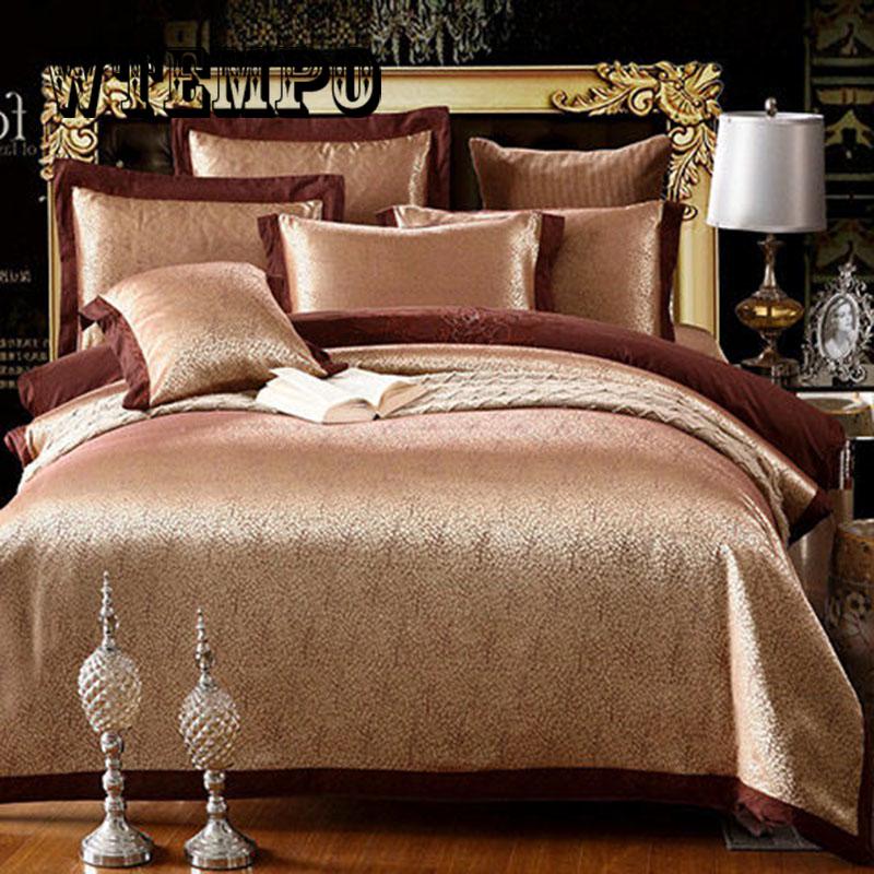Luxury Satin Jacquard Queen King Bedding Set Bed cover Cotton Bedsheet Duvet Cover Bed set