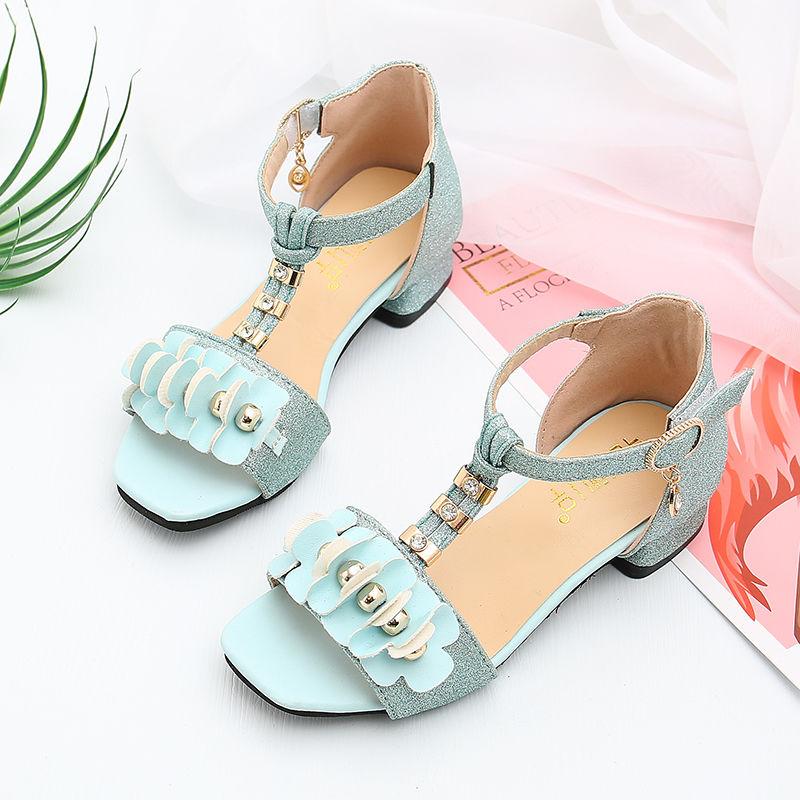 Children's Roman Shoes  Girls' Sandals  Fashion High-heeled Korean Version  Big Children's Soft-soled Little Girl Princess Shoes