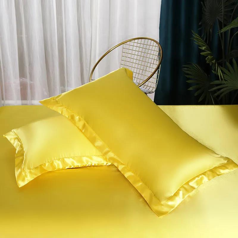 Summer Solid Color Washed Ice Silk Pillowcase Tencel Pillow Core Pillowcase Single Double Pair Machine Washable Pillowcase
