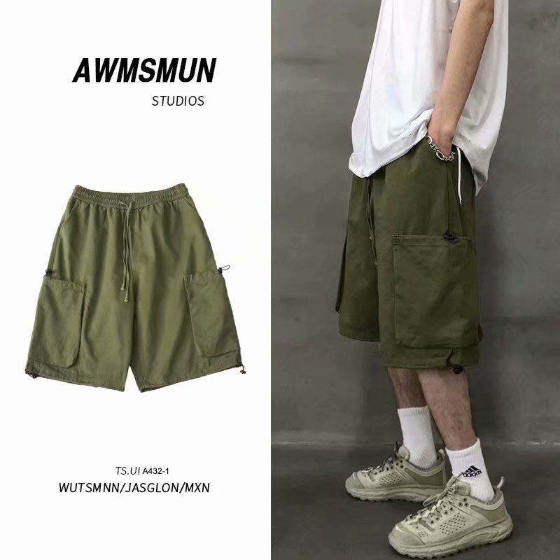 Summer Casual Overalls Shorts Men's New Dark Sports Outer Wear Five-point Pants Beach Pants