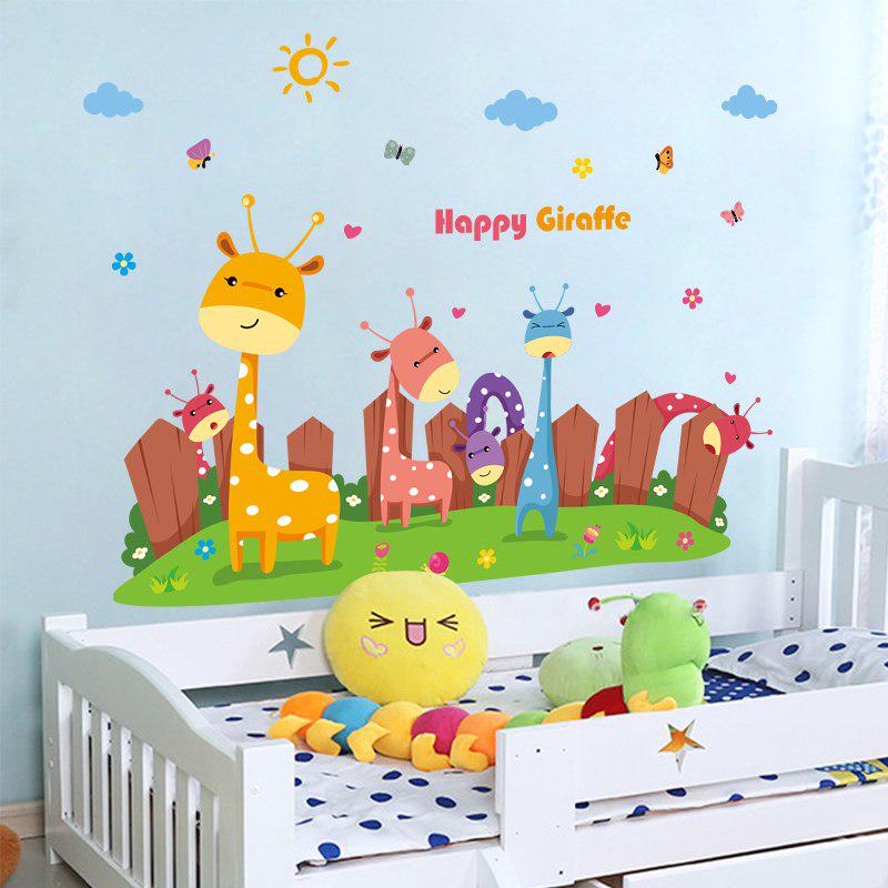 [Wall sticker] Cartoon Giraffe Paradise animals wall stickers for kids rooms bedroom nursery home de
