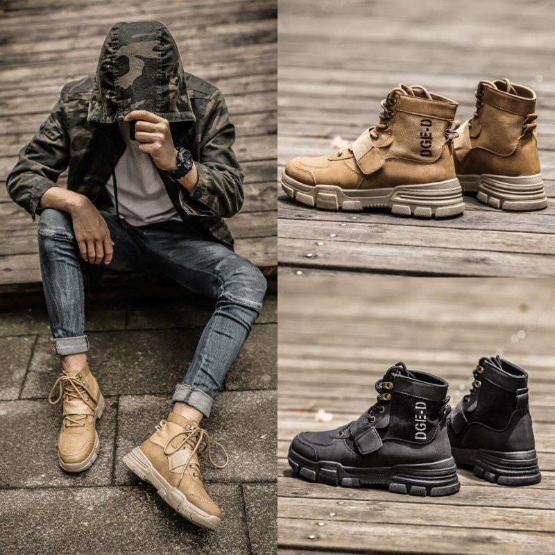 Fashion Men's Martin Boots Warm Working Boots Lace Up Men's Desert Boots Round Toe High Top Shoes