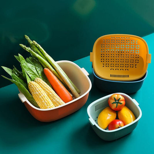 Drain Basket Plastic Kitchenware Daquan Multifunctional Fruit and Vegetable Washing Basket Two-piece Set