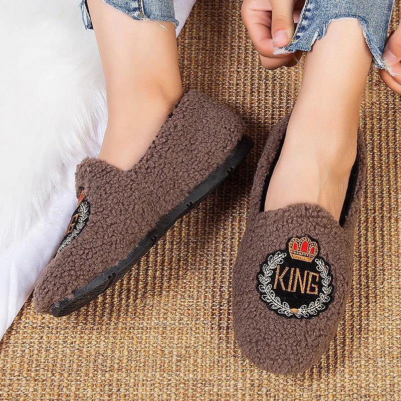 Women Doudou Shoes Autumn and Winter Plus Fluffy Shoes Women's Flat Outer Wear Cotton Shoes