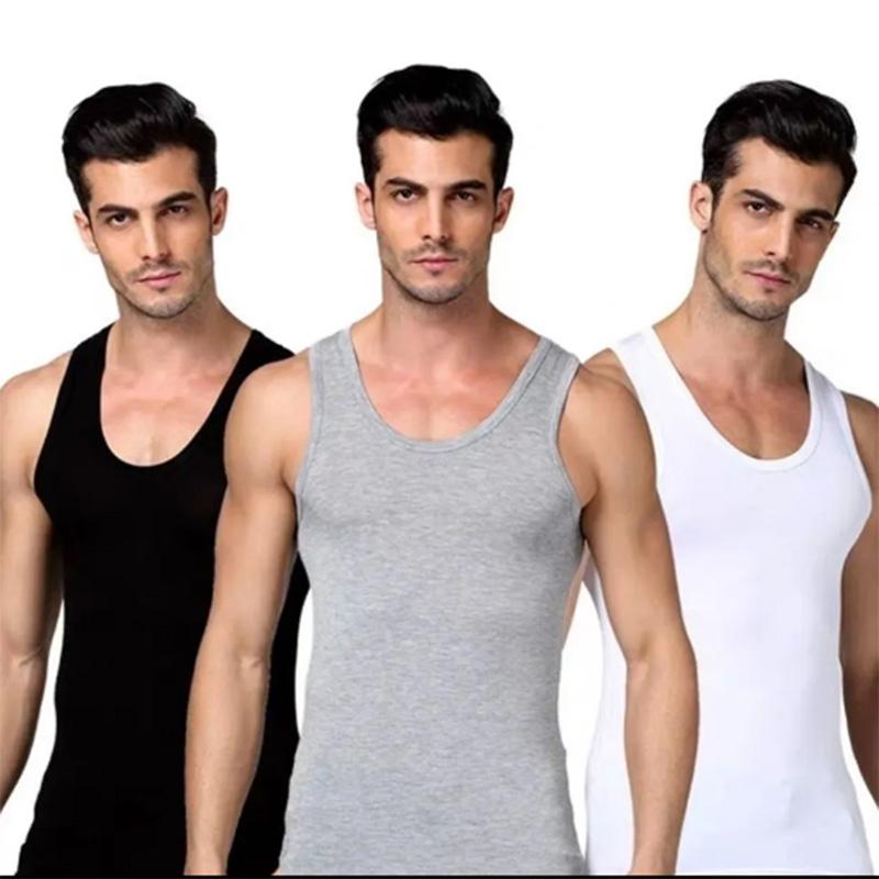 Two-piece Men's Sports Vest Cotton Slim Bodybuilding Sports Hurdle Base Solid Color Sweat Vest Men's Summer