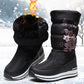 Snow Boots Women's Thick Winter Waterproof Non-slip Warmth and Velvet Cotton Shoes Mid-to-high Boots