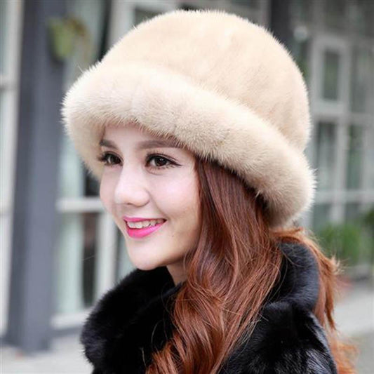 Winter Imitation Mink Hat Female Middle-aged and Elderly Hat Mink Fur Hat Fur Mother Pot Hat Top Hat