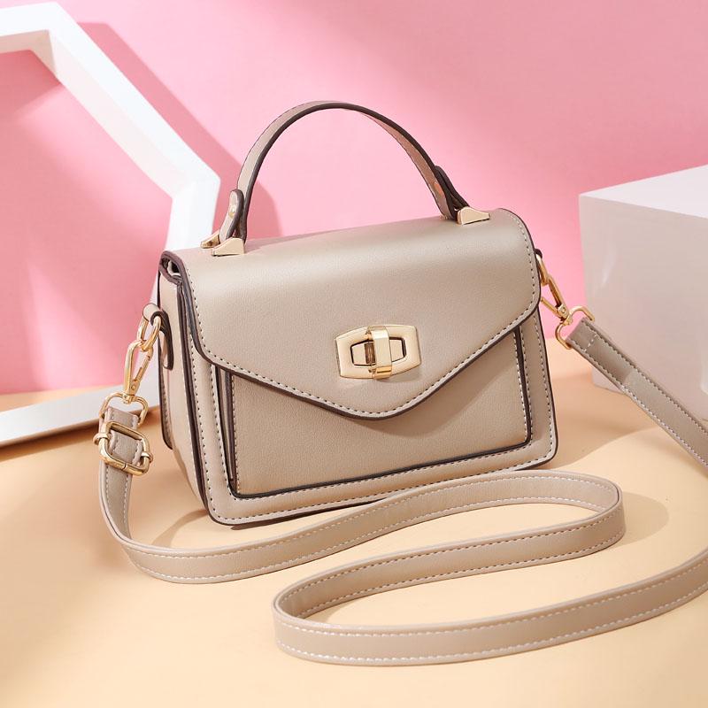 Crossbody Bag Women Solid Color Leather Anti-theft Large Capacity Wear Lock Buckle Hand Shoulder Bag