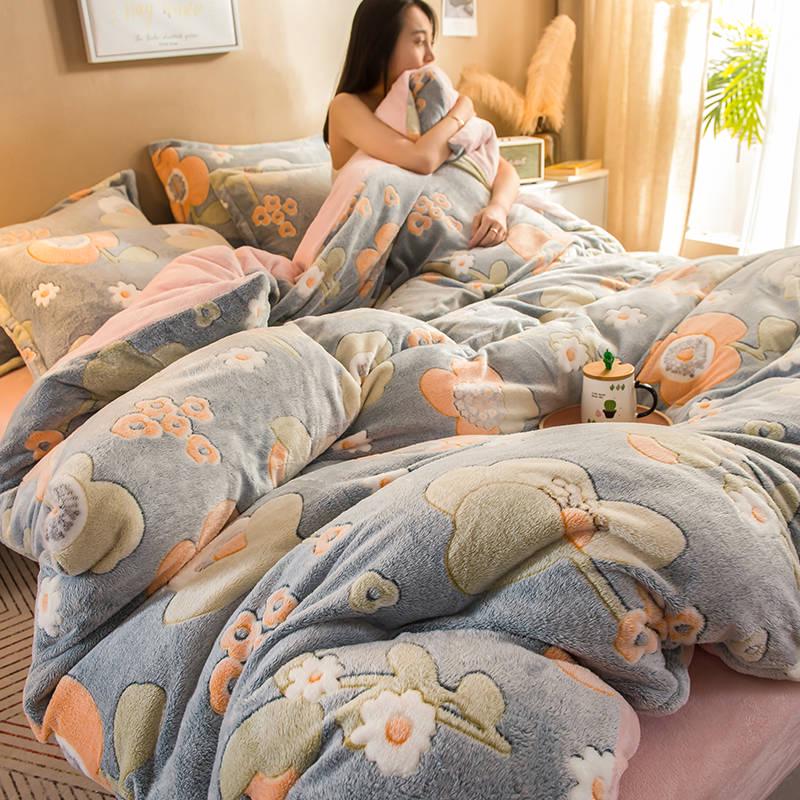 WTEMPO Bedding Set Cotton A/B Double-sided Pattern Cartoon Winter Bed Sheet Quilt Cover Pillowcase