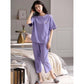 Pajamas Set Women Summer Short-sleeved Home Wear Thin Loose Large Size Sweet Out Wear Pajamas Casual Cropped Pants Suit Short Top and Trouser Set