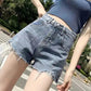 Denim Shorts Women's High Waist Summer Tide Ins Loose and Thin Wide-legged Hole A-line Pants