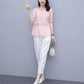 Women's Temperament Loose Thin Casual Two-piece Suit Elegant Casual Loose Suit Fabric Light Sweat-absorbent and Breathable
