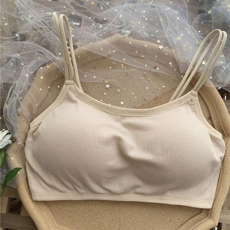 Cross Style Beautiful Back Suspender Vest Gathered Wrap Chest Rag Top Backing Anti Light Hand Holding Girl's Solid Color Bra