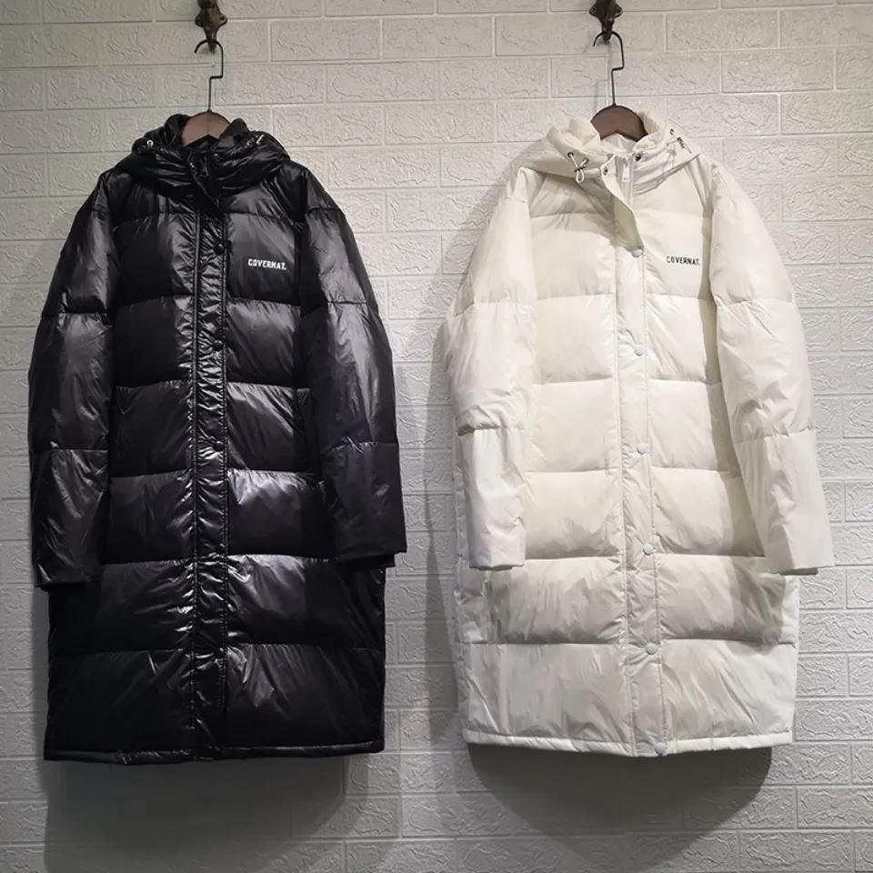 Down Jacket Men and Women of The Same Style Lovers Mid-length Thick Hooded White Duck Down Jacket