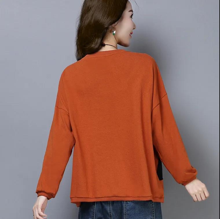 Large Size T-shirt Women Long Sleeve Shirt Casual Loose Pullover Summer