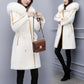 Winter Faux Woolen Coat Women's Long Thick Warm Hooded Coat Slim Plus Size Overcoat with Faux Mink Fur Collar
