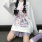 Anime Hoodies Oversized Pullovers Tops White Japanese Cartoon Printed Fashion Sweatshirts Streetwear Harajuku Hip Hop Sweatshirts Black Fall Winter