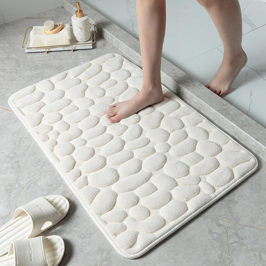 Cobblestone Embossed Bathroom Bath Mat Non-slip Carpets In Wash Basin Rug Shower Room Doormat Memory Foam Pad