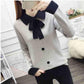 Autumn and Winter Loose Sweater Doll Collar Lace Top Bow Knit Women's Bottoming Shirt