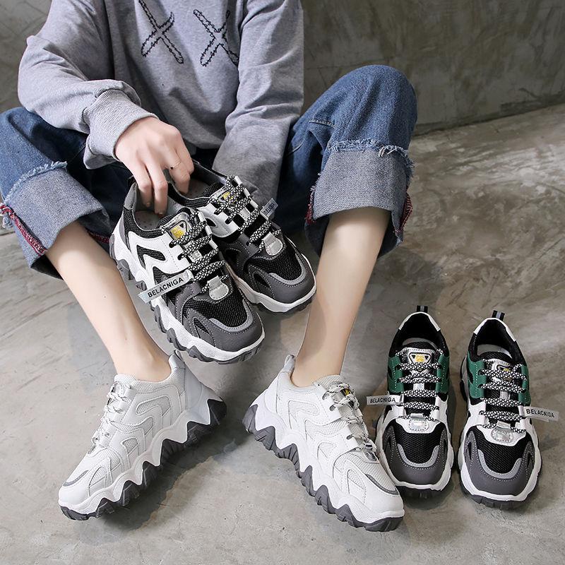 Women Casual Shoes Leather Mesh Platform Shoes Women Sneakers Ladies Dad Chunky Shoes Chaussure
