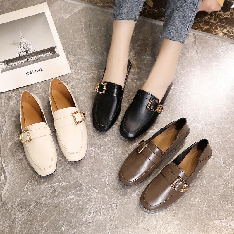 Soft Leather Thick Heel Shoes Female Spring Summer Small Leather Shoes British Style Wild Retro Square Head Single Shoes