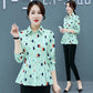 Summer Printed Button Shirt Pleated Edge Chiffon Shirt Casual T-shirt Slim Thin Cardigan Women