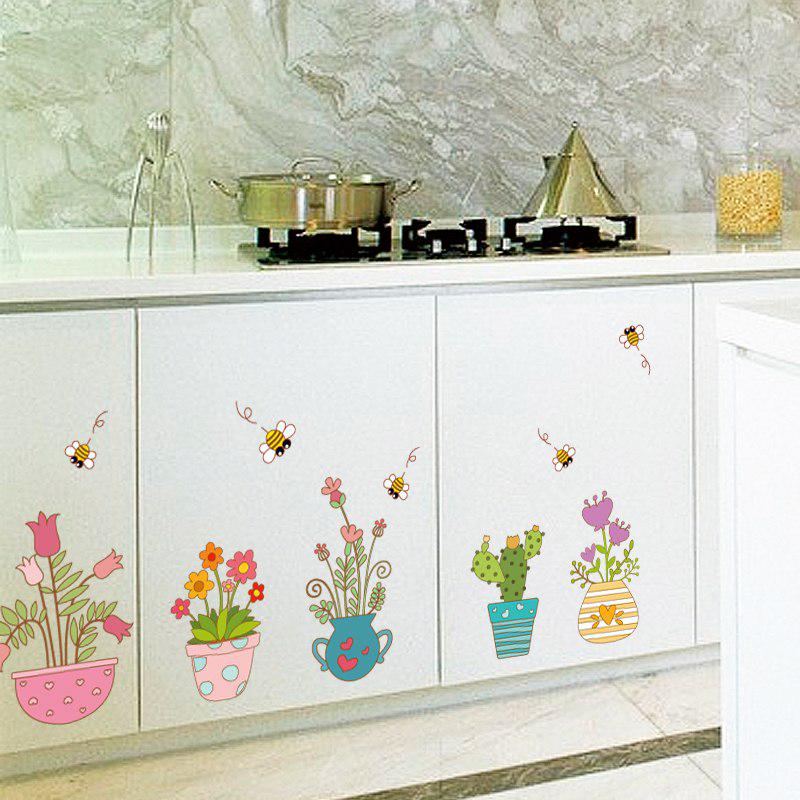 Sticker Pot Plant Flower Bee Wall Stickers for Kids Rooms Baby Room Nursery Bedroom Kitchen