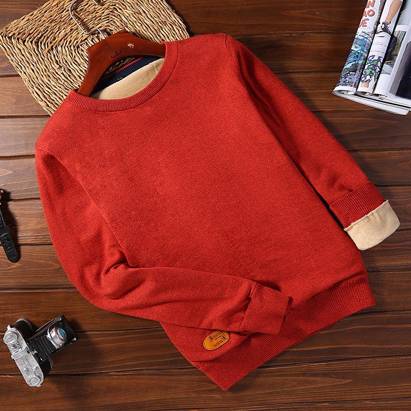 Winter Men's Plush Thick Sweater Korean Slim Thick Warm Sweater V-neck Slim All-match Clothes