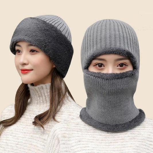 Plus Velvet Thick Cycling One-piece Hat Unisex Winter Hooded Hat Masked Northeast Wind and Cold Ear Protection