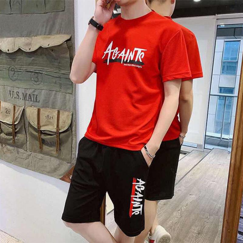 Two-piece Men's Casual Sports Suit Summer Thin Section Large Size Short-sleeved Shorts Plus Fertilizer To Increase Youth Middle-aged Clothing