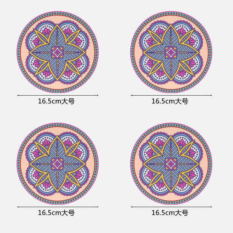 1/2/4pcs Mandala Pattern Creative Silicone Coaster Household Anti-scalding Mat Coffee Drink Coaster