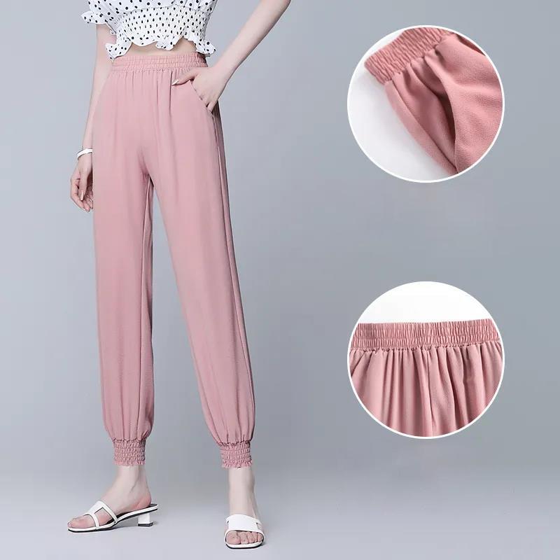 Summer Thin Nine Points Loose Thinning Black Large Size Korean Leggings Casual Lantern Pants Women