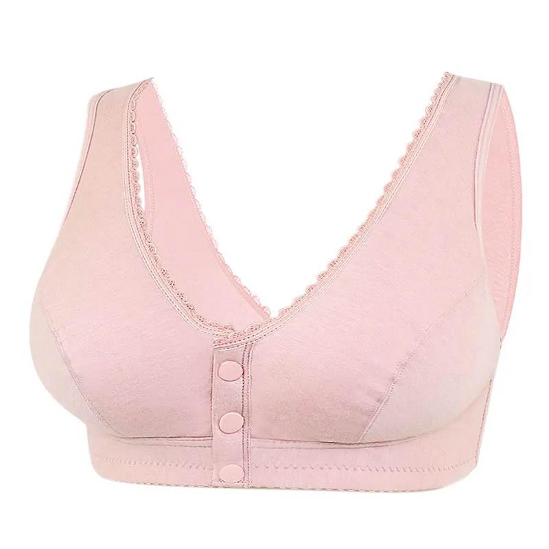 Ladies Front Button Underwear Cotton Vest Plus Size Thin Breathable Adjustable Bra