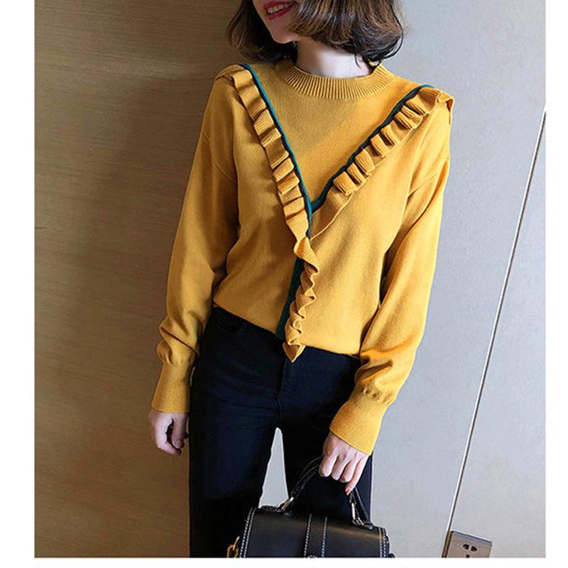 Autumn and Winter Lace Knitted Sweater with Long-sleeved Bottoming Shirt Fashion Round Neck
