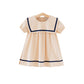Summer Children's Clothing College Navy Girl's Dress Turn-down Neck Korean Style Baby Girl Skirt Short Sleeve