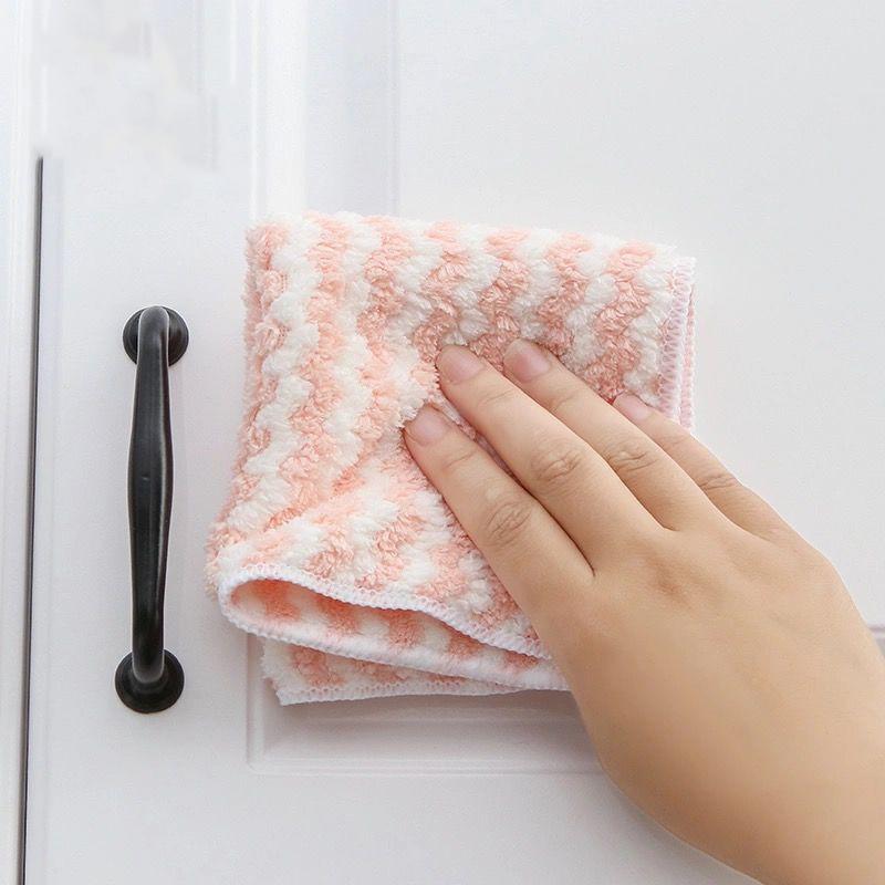 5pcs Double-layer Absorbent Microfiber Kitchen Dish Cloth Non-stick Oil Household Cleaning Cloth Wiping Towel Home Kichen Too