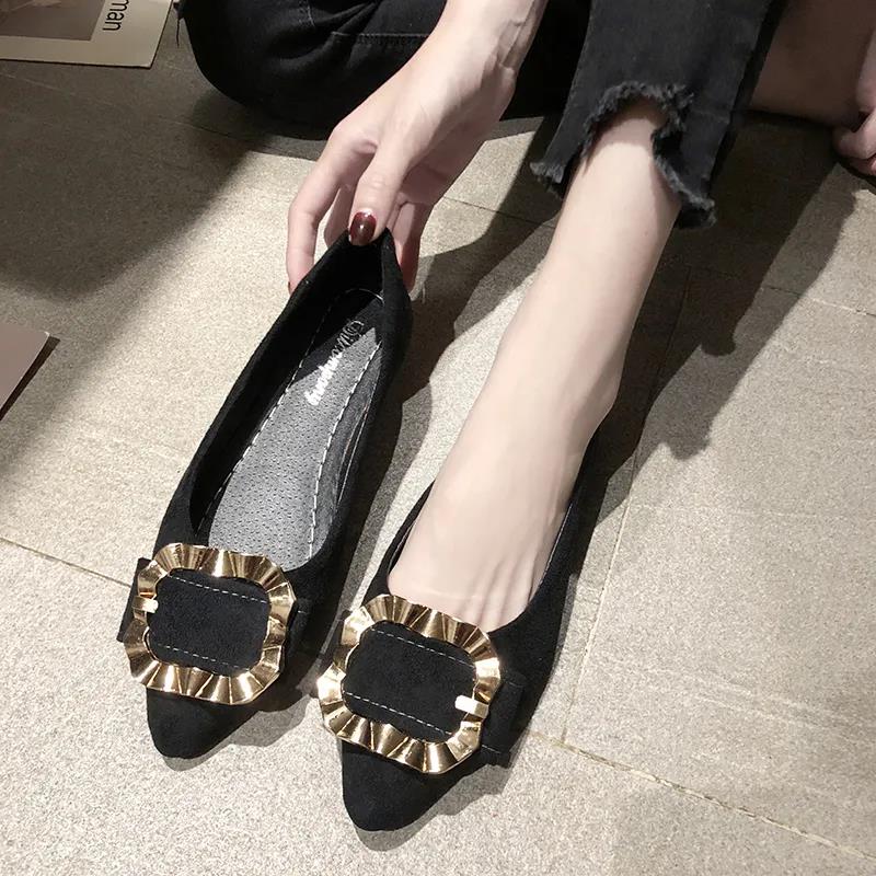 Temperament Pointed Toe Single Shoes Women Flat Shoes Peas Shoes Soft Sole Casual Single Shoes Comfortable Work Shoes