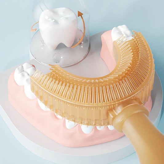 Children's Antibacterial Toothbrush U Type 2-6 Years Old/6-12 Years Old Baby Silicone Soft Bristles Brush Baby Brushing Artifact