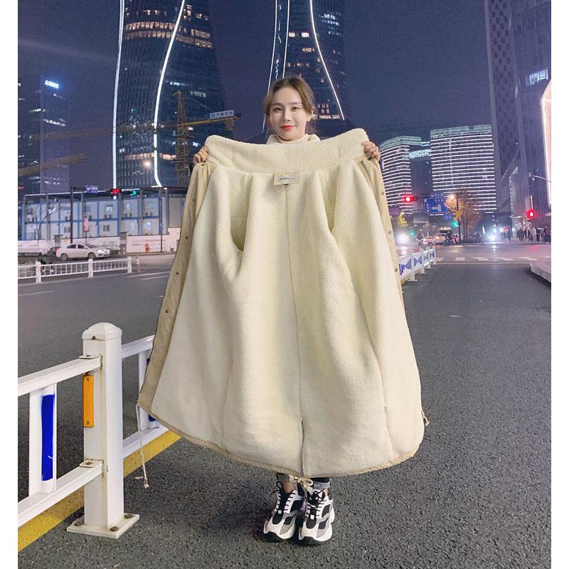 Women's Mid-length Over-the-knee Korean Loose Lamb Wool Padded Jacket Hong Kong Style Winter Cotton Jacket