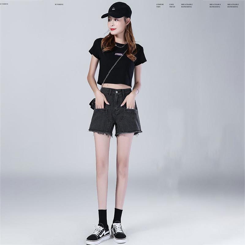 WTEMPO High Waist Denim Shorts Women Loose Spring and Summer Wide Leg A-line Casual Shorts