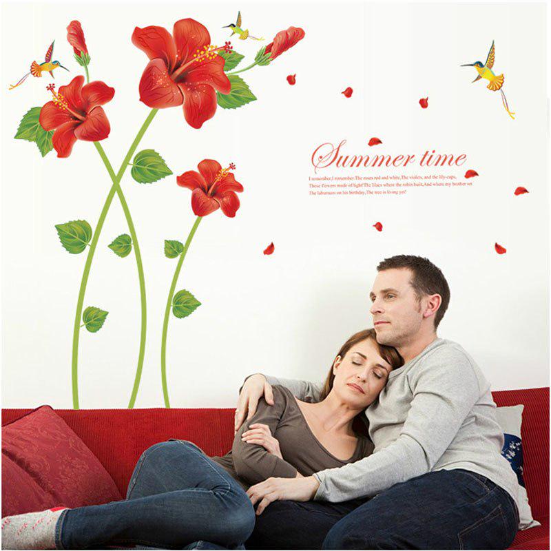 [Wall sticker ]Red Beauty Flower Wall Stickers Wall Stickers Home Decoration Living Room House Wall