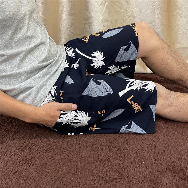 Summer Ultra-thin Men's Cotton Silk Big Pants Beach Pants Plus Cotton Shorts