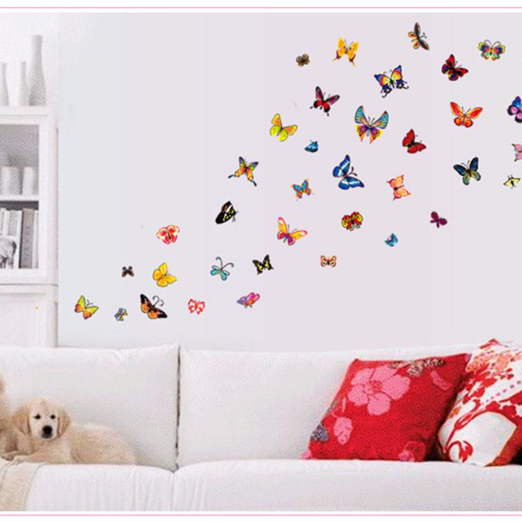 60 butterflies color transparent stickers fashion creative home small decoration