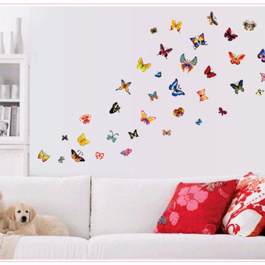 60 butterflies color transparent stickers fashion creative home small decoration