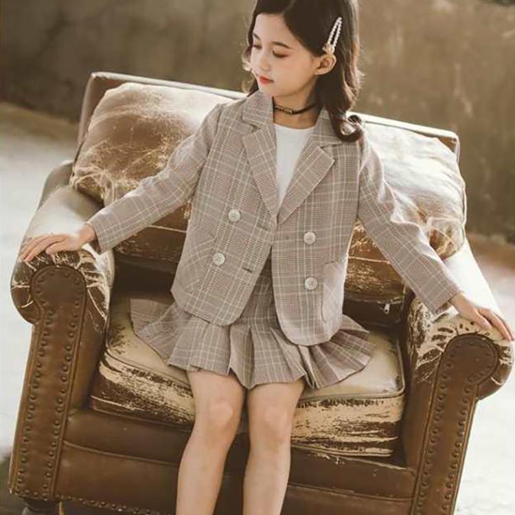Net Celebrity Children's Clothing Girls Foreign Style Suits Children's Big Children's Leisure Sports Two-piece Suit